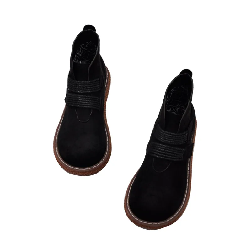 

2020 autumn and winter retro casual big toe shoes flat velcro Martin boots autumn and winter doll boots round toe boots