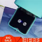 Женские серьги-гвоздики из серебра 100% пробы, с фианитом