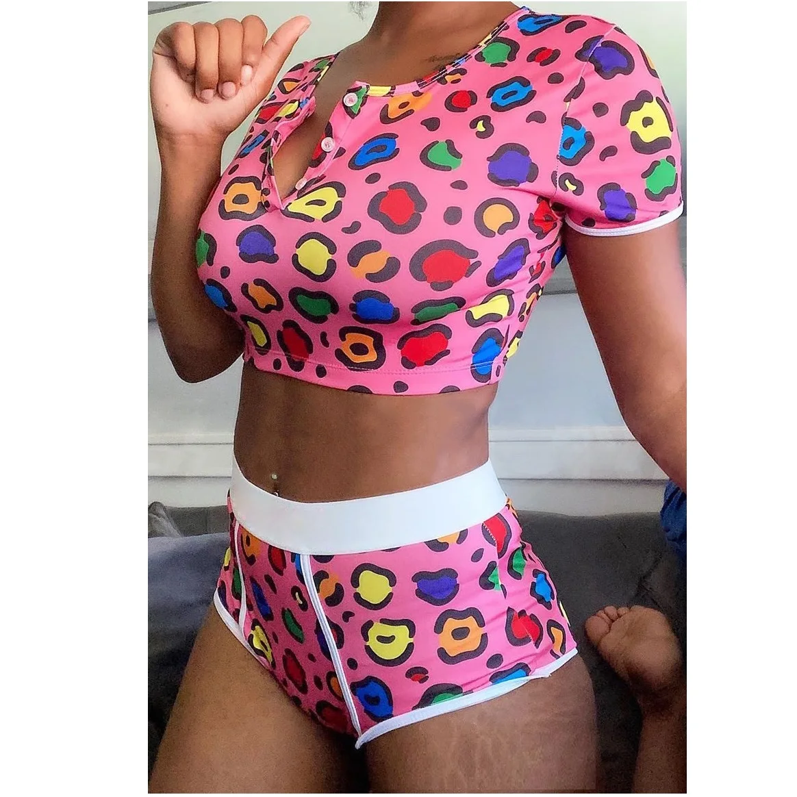 Байкерские шорты комплект из 2 предметов модные женские короткие штаны костюм