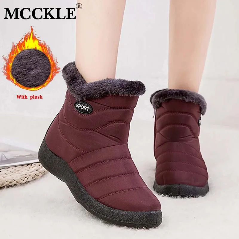 Женские зимние ботинки MCCKLE женские толстые теплые плюшевые водонепроницаемые