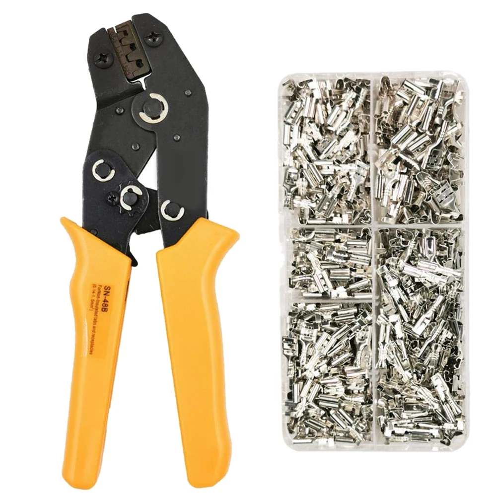 

SN-48B Wire Crimping Pliers Precision Jaw Terminals Sets Electrical Hand Tools Ratcheting Crimper With 500Pcs Dupont Connectors