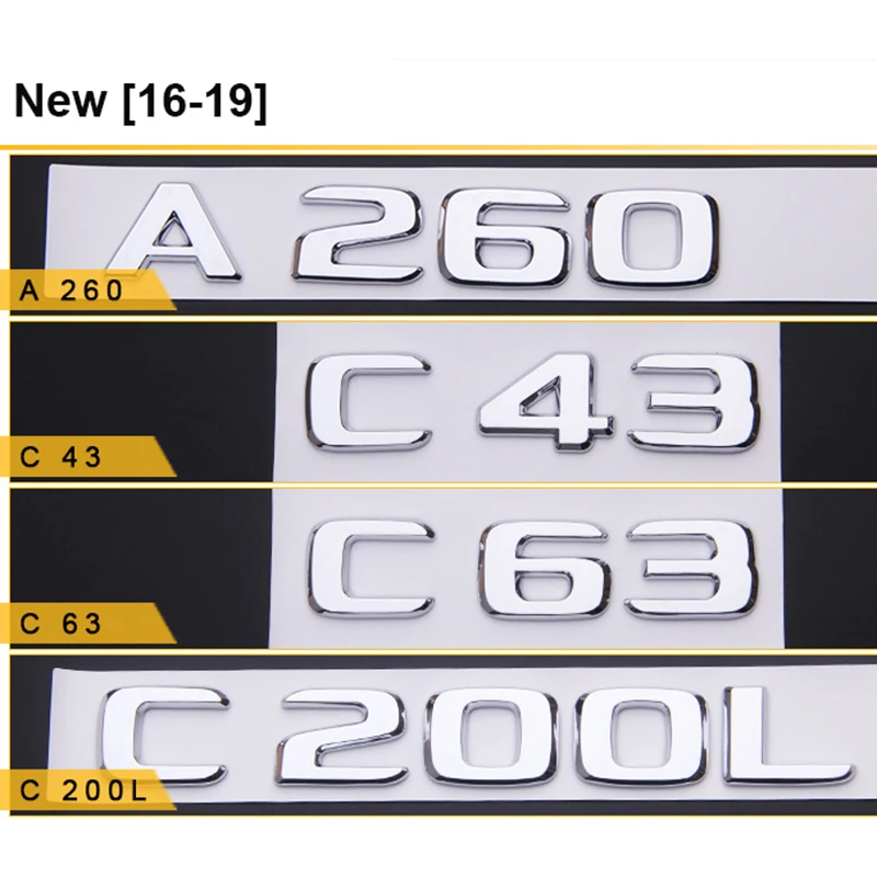 Newest 16-19 Хромированная эмблема с буквенным номером для Mercedes Benz A C E S CLA CLE CLS gla GLC GLE GLS автомобильный Стайлинг переустановка багажник модель именная наклейка - Цвет: Newest 16-19