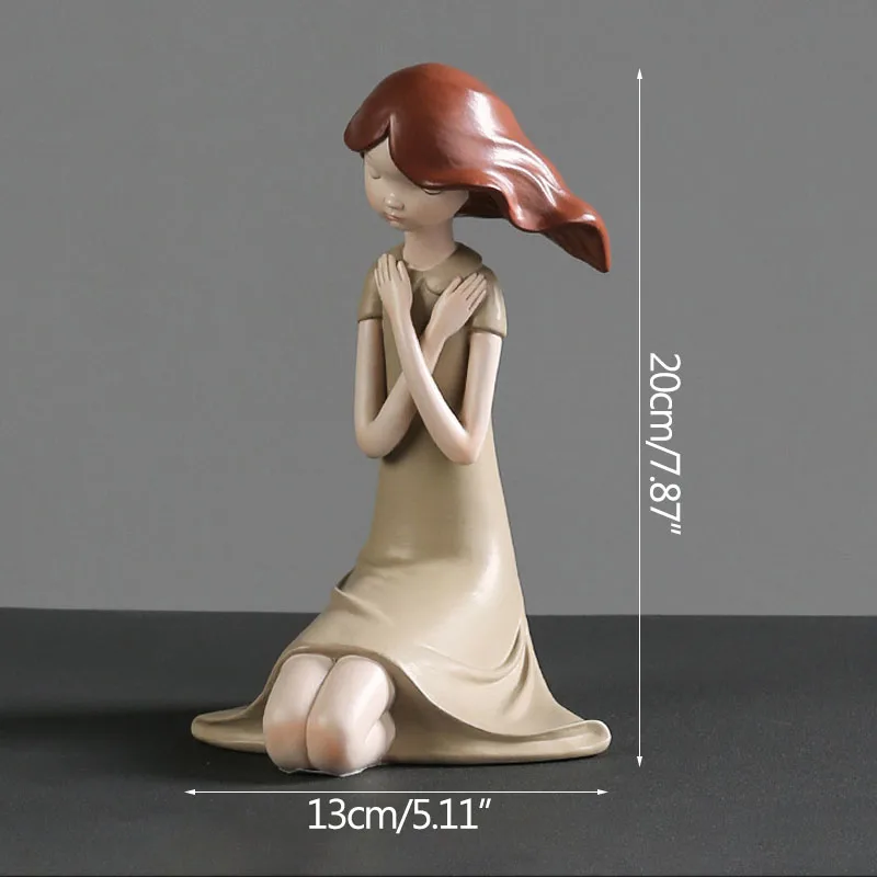 

European Youthful Girl Figure Statue Creative Resin Character Sculpture Room Decor Ornament Home Decoration Accessories