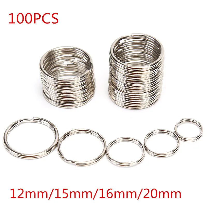 100 шт./лот полированный брелок из нержавеющей стали сделай сам с кольцом для