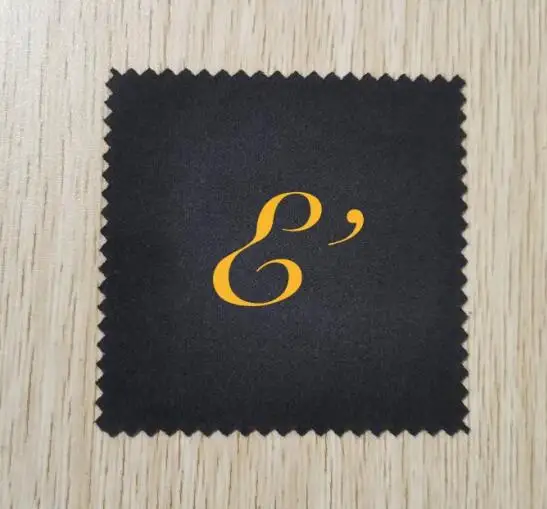 

Custom Logo 500 PCS 8*8cm Micro Suede Black Jewelry Polishing Cloth Printed With Gold Logo OPP Individually Wrapped