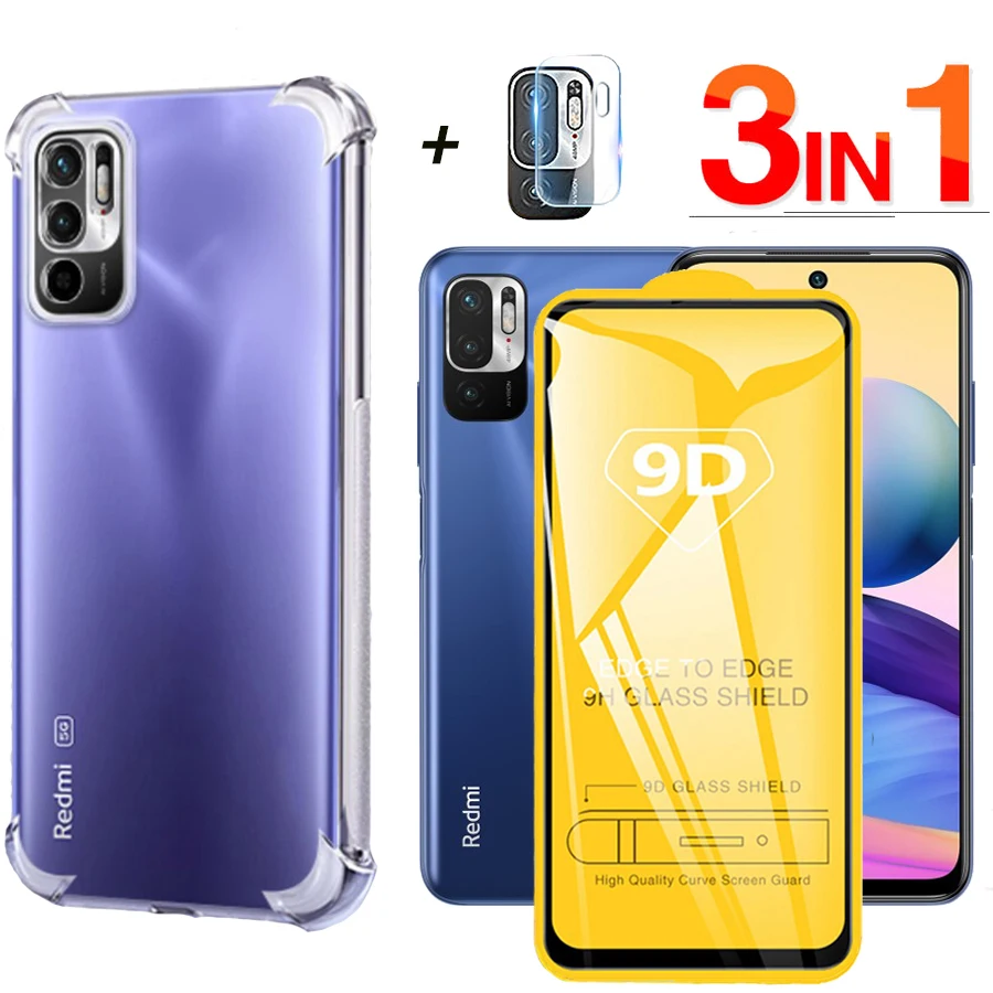 

Shockproof Transparent Case Xiaomi Note 10T Redmi Note 10 Pro Cases+Glass Soft Clear Silicone Cover RedmiNote 10t Note 10 T Case