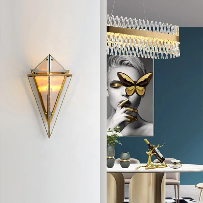 Nordic postmodern design sconces light Simple strip glass modern wall lamp Ins wind blue white gray lights for home | Лампы и