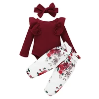 baby girl clothes set newborn kids clothing o neck long sleeve ruffles romper bodysuit floral pants outfit child girls clothes