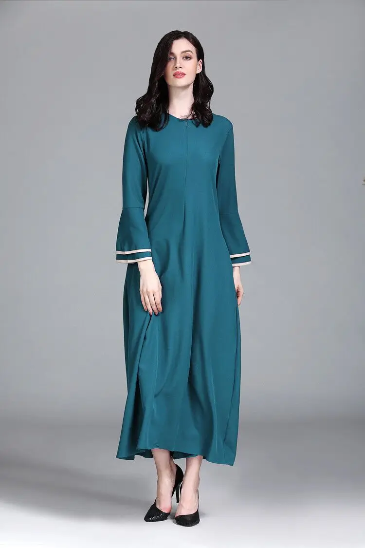 Дубай абайя мусульманский женский кафтан арабское платье с длинным рукавом