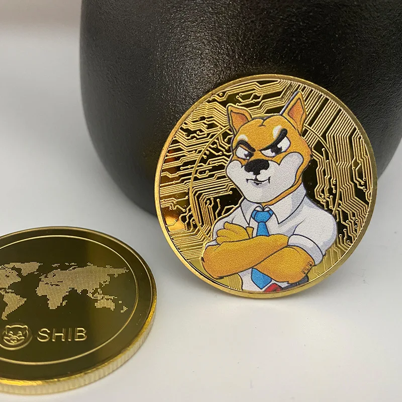 

Dogs Gold and Silver Plated Badge Dogecoin Commemorative Coins Painted SHIB Virtual Currency Collection Souvenir Gifts Crafts