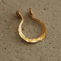 925 silvergold filled fake piercing nose ring handmade hammered jewelry punk charm circular tiny septum hoop jewelry fake ring