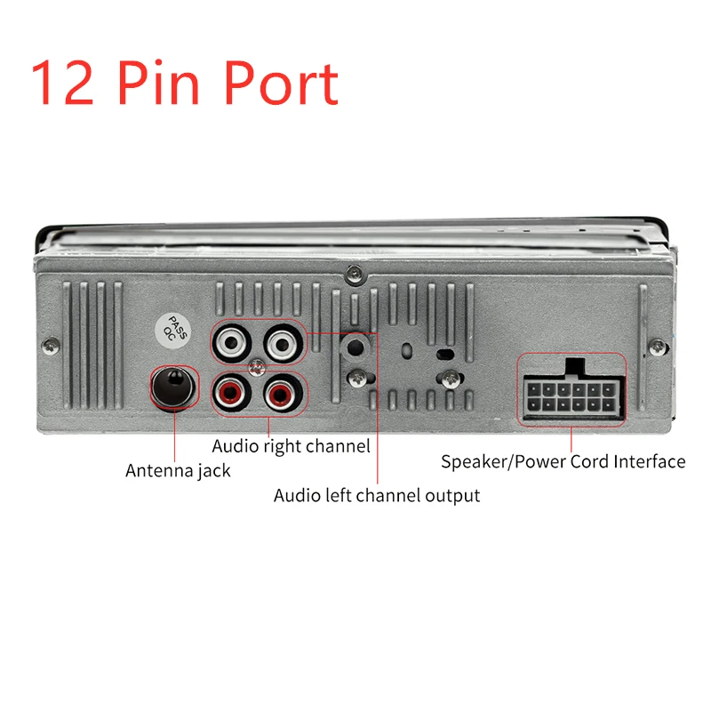 12 pin port TOSPRA Автомобильный мультимедийный плеер Bluetooth Авторадио MP3 музыкальный плеер Автомобильный стерео радио FM Aux вход приемник USB 12 В в-тире 1 din - Цвет: 12 pin port