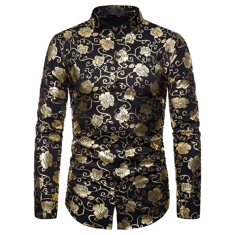 Мужская рубашка с длинным рукавом воротником стойкой и пуговицами|Повседневные