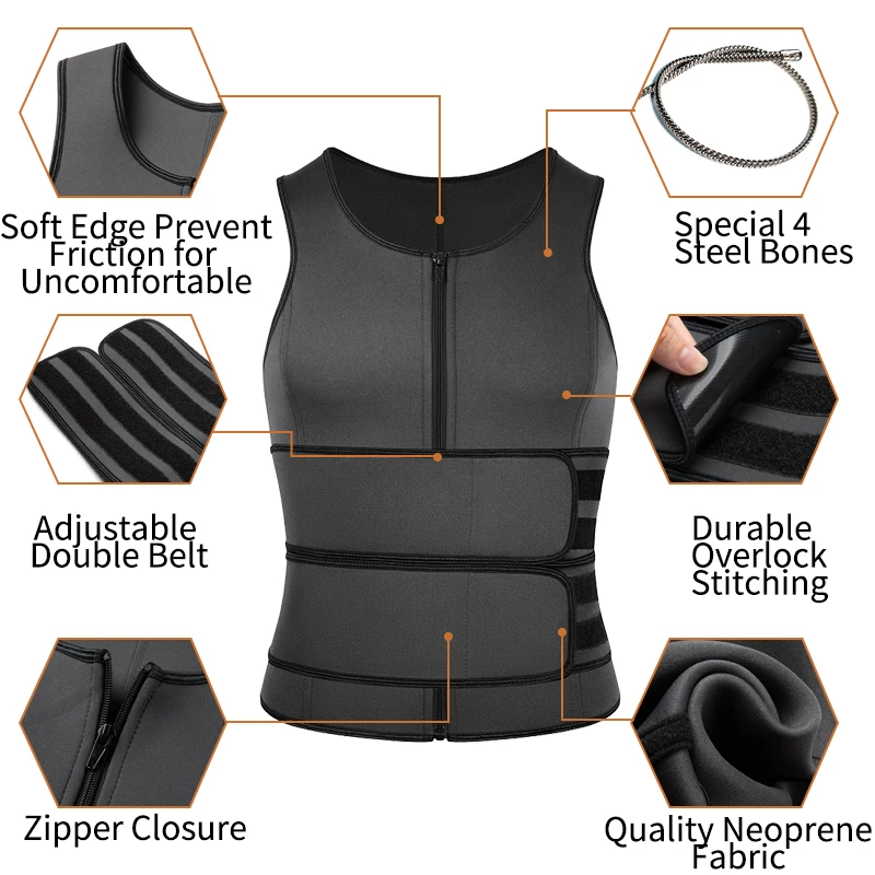 

Men Shapewear Slimming Body Shaper Waist Trainer Sweat Vest Neoprene Sauna Vest for Weight Loss Tummy Fat Burner Slimming Corset