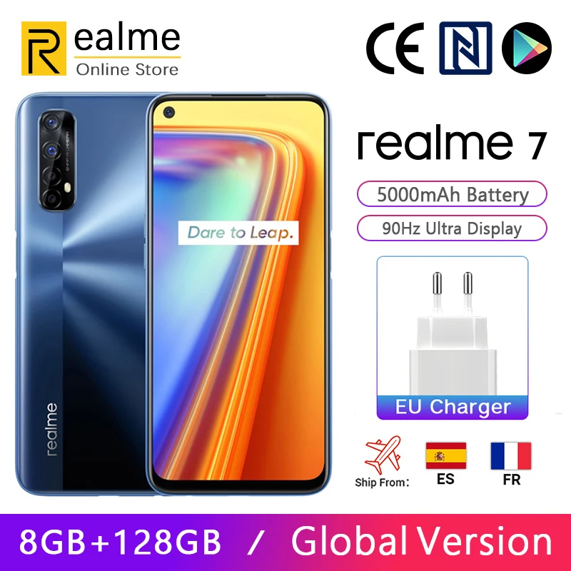 Смартфон Realme 7 глобальная версия 8 ГБ 128 Helio G95 6 5 дюйма 90 Гц 48 МП четыре задних