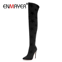 enmayer female over the knee boots winter fashion shoes long boots super high heels pointed toe thin heels shoes women cr714