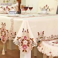 tablecloth round european garden elegant embroidered dining table cloth flower peony chair cover wedding home textile dust cover