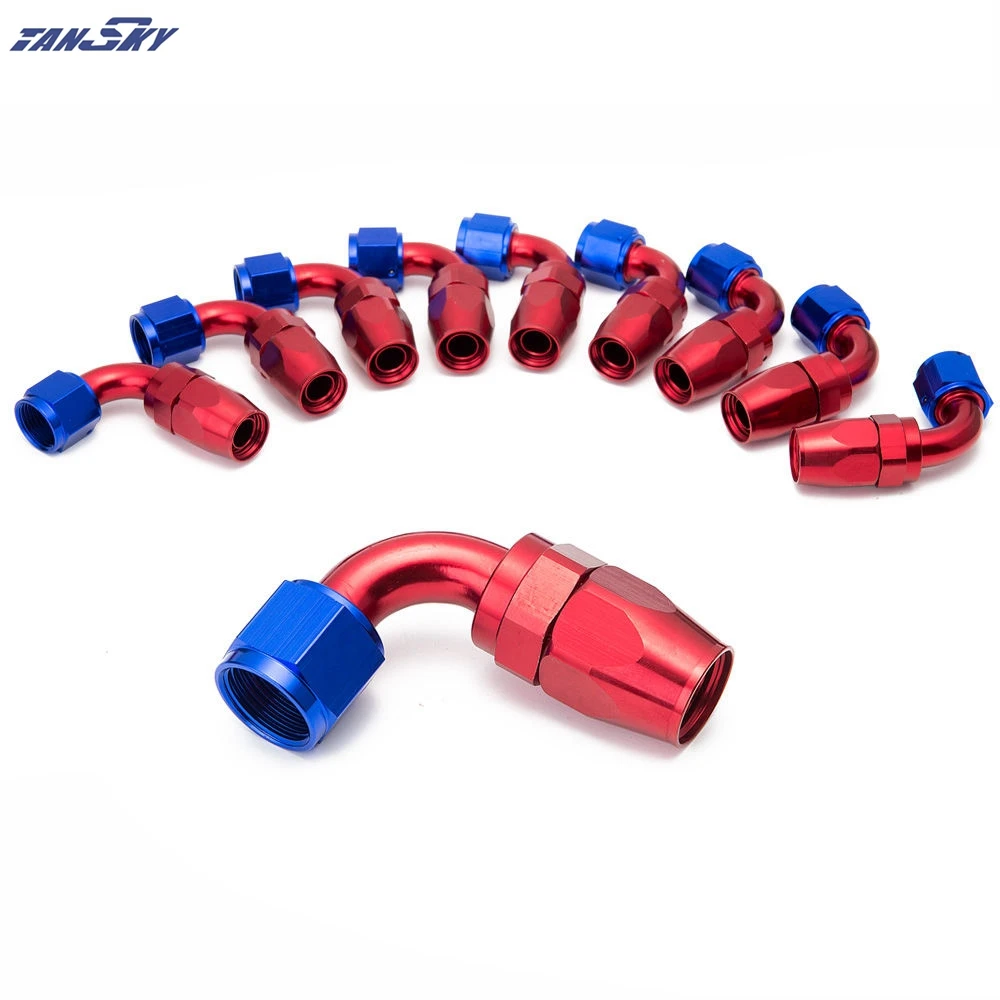 Универсальный прямой Алюминиевый штуцер Tansky для масляного/топливного шланга AN8 90