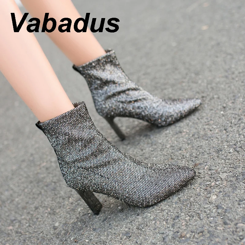 

Vabadus/пикантные женские ботильоны; блестящие ботинки с острым носком без застежки; пикантные туфли-лодочки на высоком каблуке; пикантные веч...