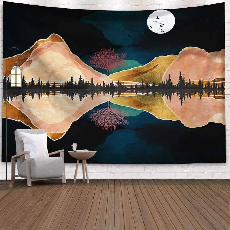 

Fantasy Psychedelic Forest Mountain Sun Tapestry Wall Hanging Hippie Wall Cloth Tapestry Backdrop Decor Tapestry Wall Carpets