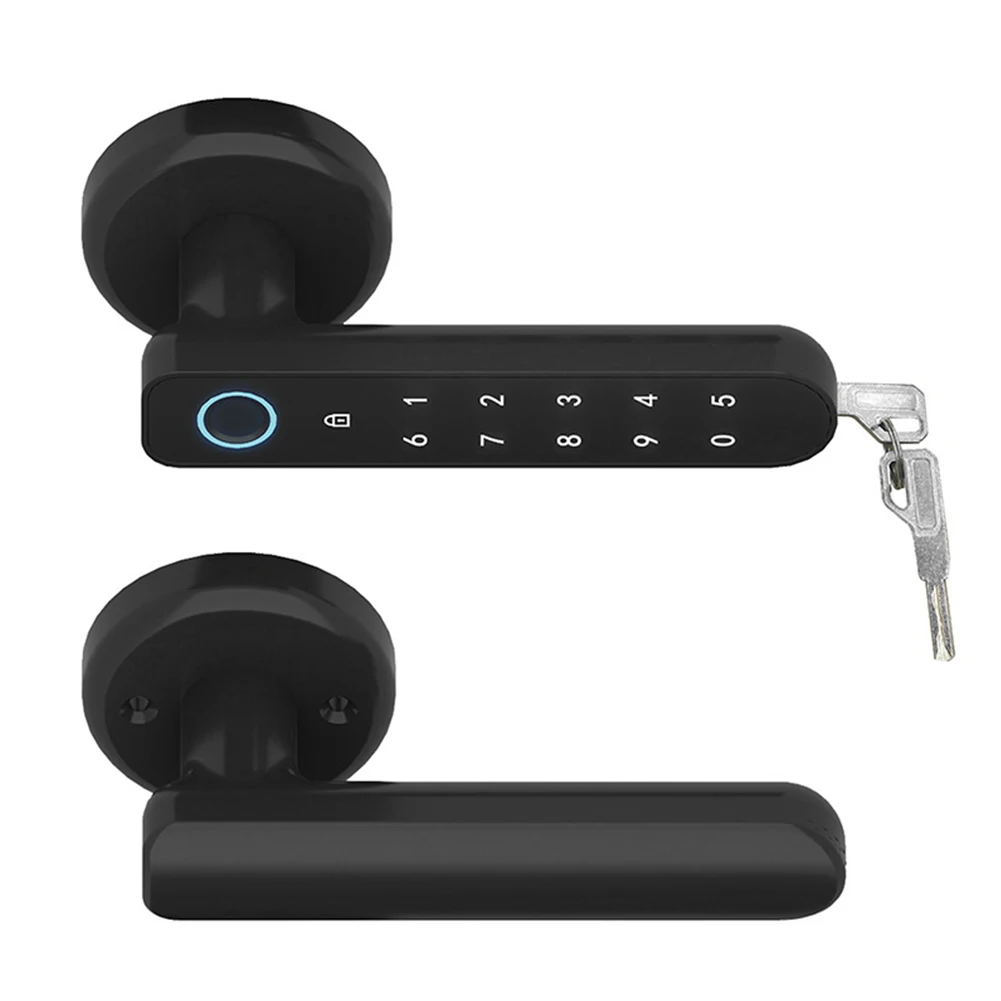 

Multifunction TouchScreen Residential Keyless Entry Fingerprint With Handle Apartment Code Smart Electronic Door Deadbolt Lock