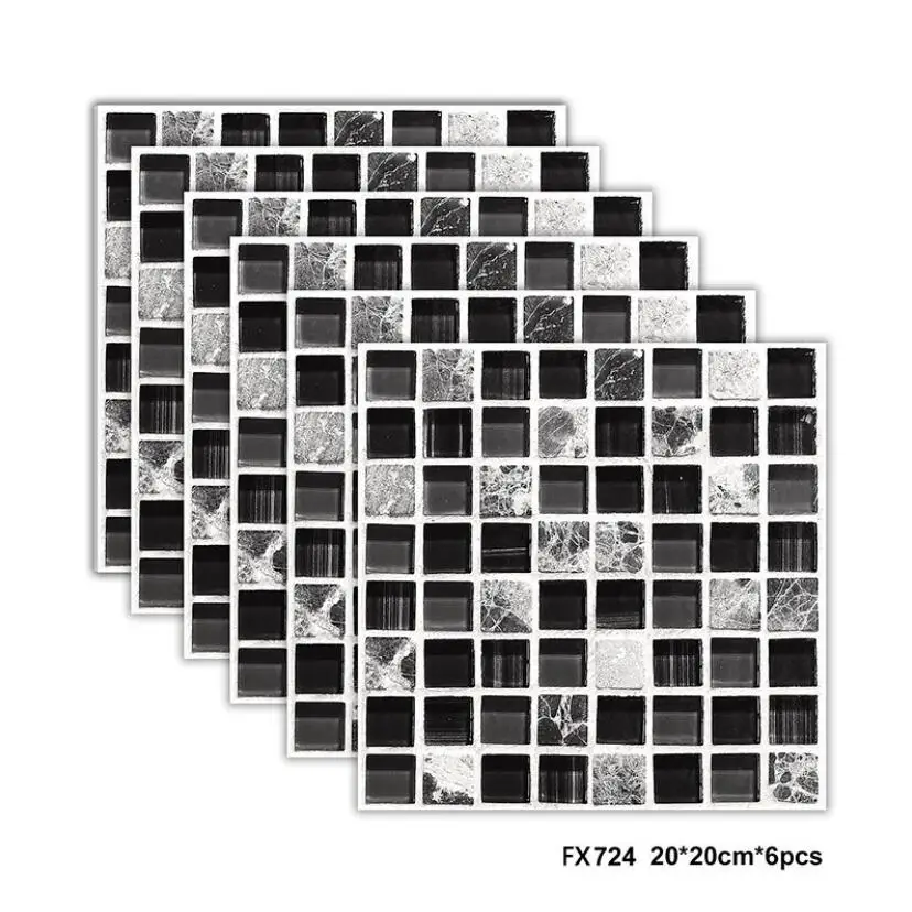 Ванная комната кухонные наклейки на плитку Водонепроницаемый черный мрамор