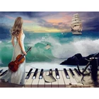 Девушка с скрипкой на пианино DIY живопись по номерам пейзаж Ручная роспись масляная живопись современный дом настенная живопись на холсте