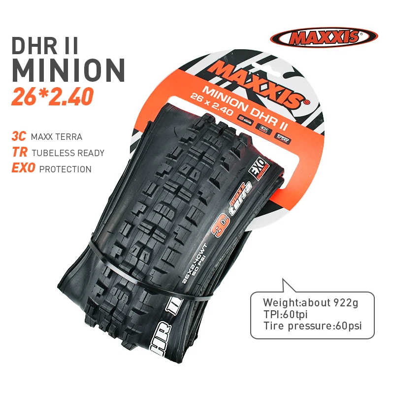 A DHR 26x2.4 3C MAXXIS Высокая роликовая велосипедная шина 26 27,5 бескамерная готовая TR 26*2,4 27,5*2,4 2,5 шины для горного велосипеда Складные шины MINION DHF DHR - Цвет: A DHR 26x2.4 3C