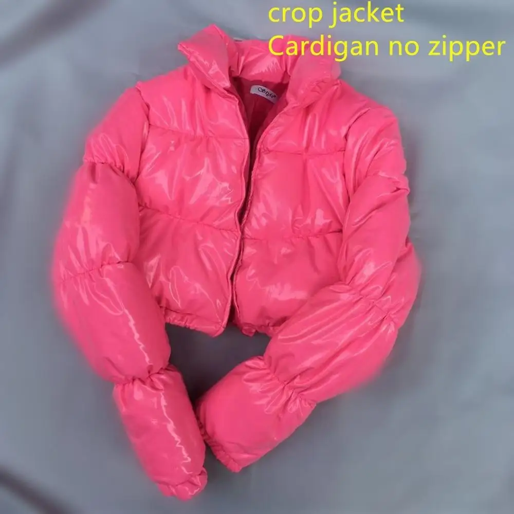 Розовая куртка с пузырьками укороченная пуховик 2019 зимняя женская парка одежда