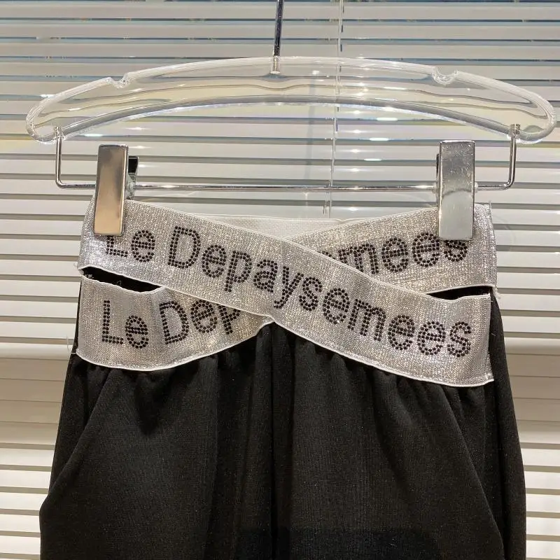 

Letter Cross Band Waist Women Leggging Pants 2021 Summer New High Elastic Slim Ladies Leggings