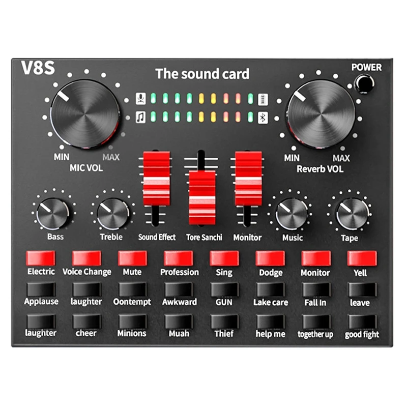 

Sound Card V8S Audio Mixer Bluetooth Webcast Personal Entertainment Streamer Live Broadcast for PC Computer