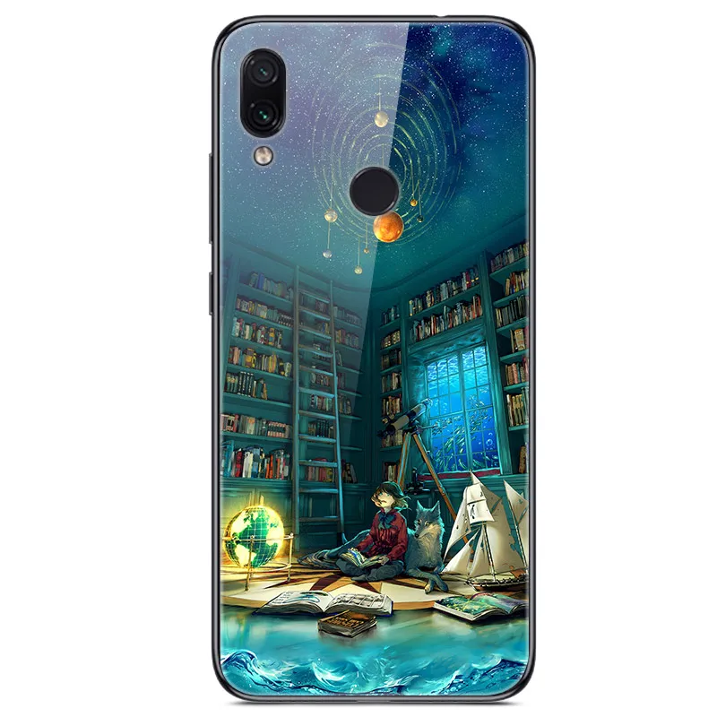51 Для Xiaomi Redmi 7 Чехол из закаленного стекла твердая задняя крышка для Xiaomi Redmi Note 7 чехлы для телефонов силикон бампер Coque на Redmi7 Note7 - Цвет: 51