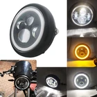 1 комплект 7,5 дюйма Универсальный Cafe Racer круглый мотоцикла светодиодный налобный фонарь расстояние светильник ремонт 7,5 