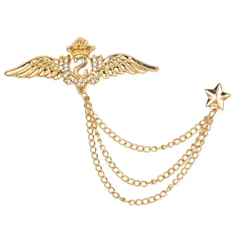 Корейский Британский Стиль Корона птица брошь в виде креста костюм тассель цепь