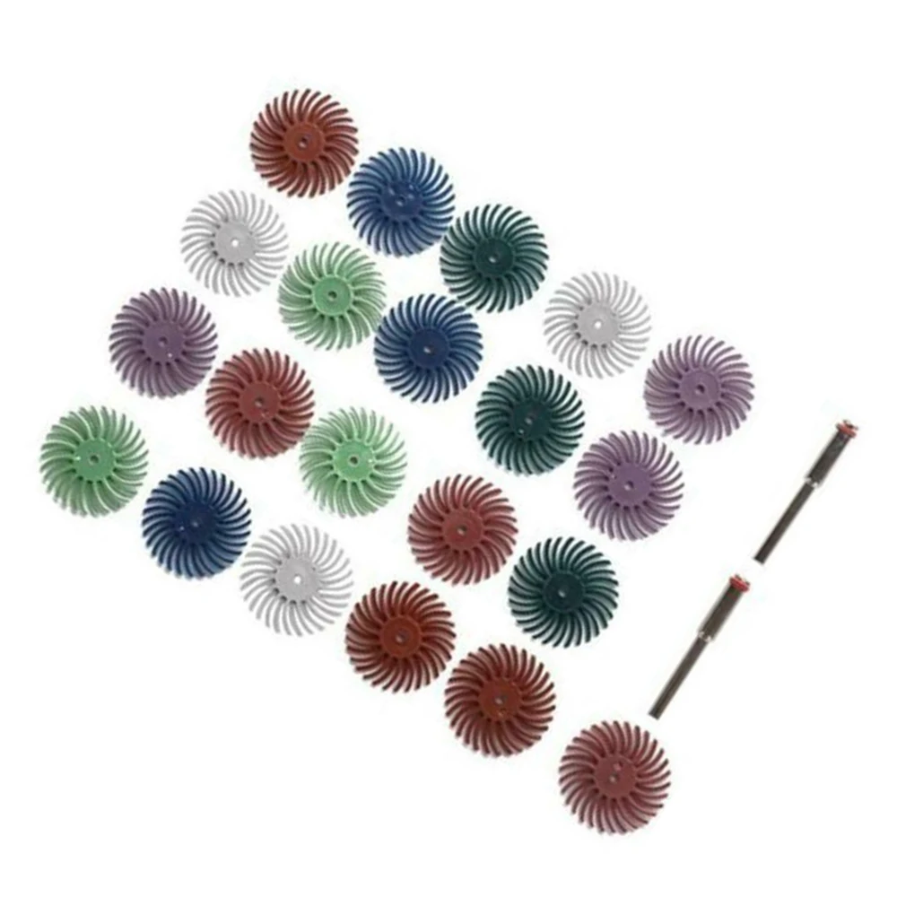 

26 Pcs/Set Radial Bristle Brush Abrasive Polishing Buffing Wheel Mixed Grit With Mandrel Kit Polishing Rotary Tool Accessories