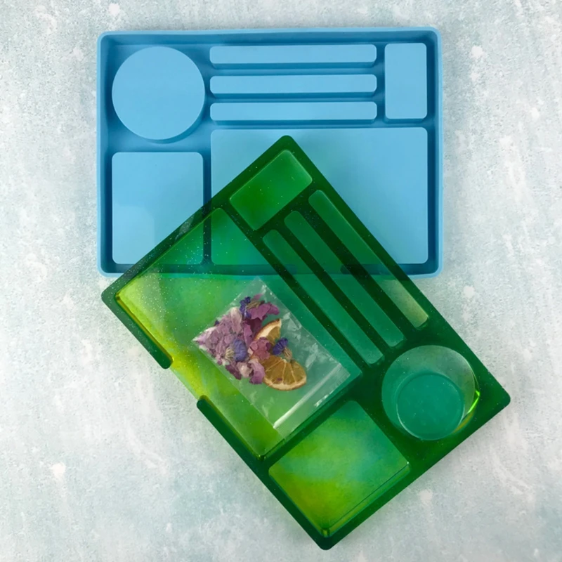 

DIY Jewelry Storage Container Plate Epoxy Resin Mold Makeup Tray Silicone Mould K3KC