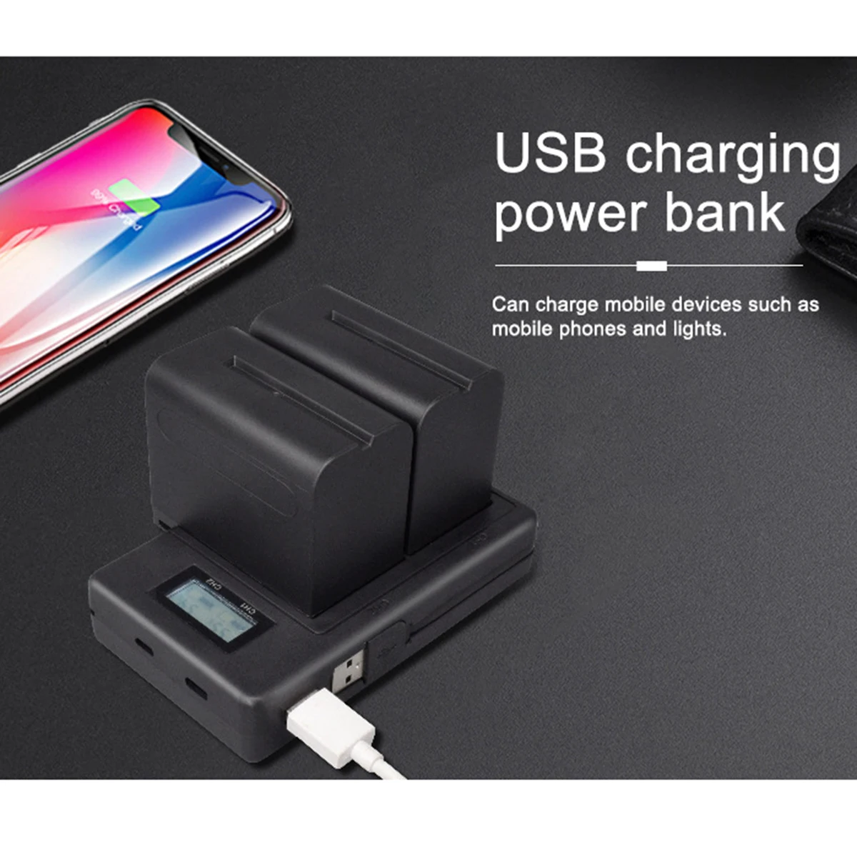 ЖК-дисплей USB вход Двухканальное зарядное устройство для камеры для NP-F970 батареи камеры