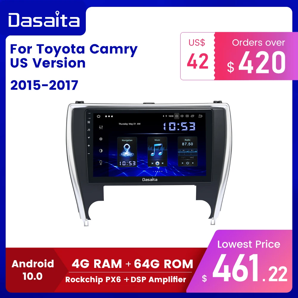 Автомагнитола Dasaita 10 2 дюйма 1 Din Android 0 для Toyota Camry US версия 2015 2016 Bluetooth USB 64 Гб