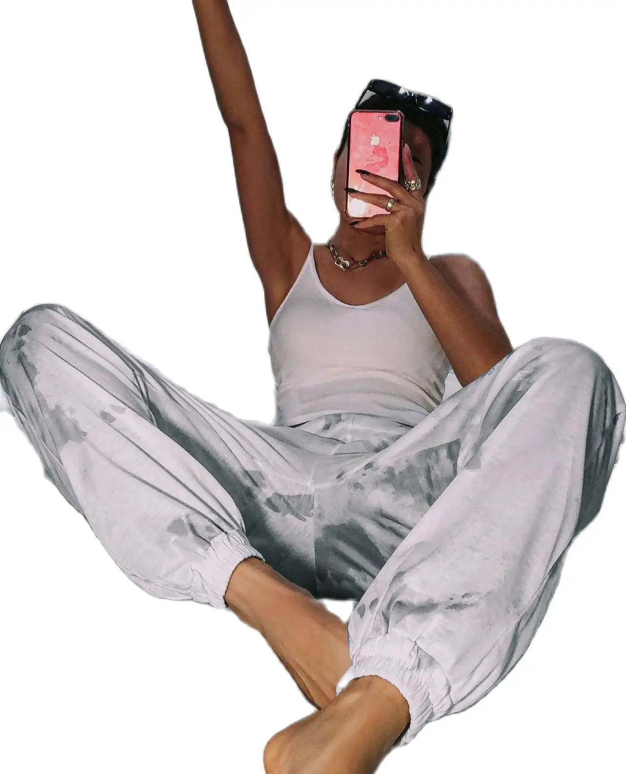 

2021 New Elastic Waistband Loose Harem Embroidery Tie Dye Contrast Jogger Pant Women Man Streetwear Korean Harajuku Punk Hip Hop