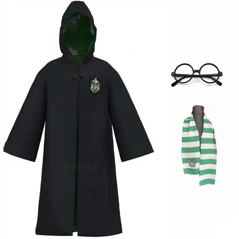 Плащ с капюшоном свитер шарф косплей Слизерин одежда ведьмы Академия Магии