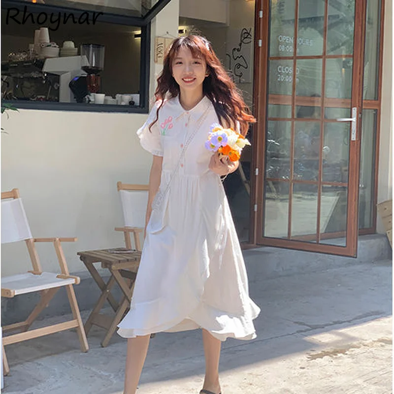 

Dress Women Sweet Lovely Printing Petal Sleeve Casual Summer Ulzzang Students All-match Daily Comfortable Stylish Temperament