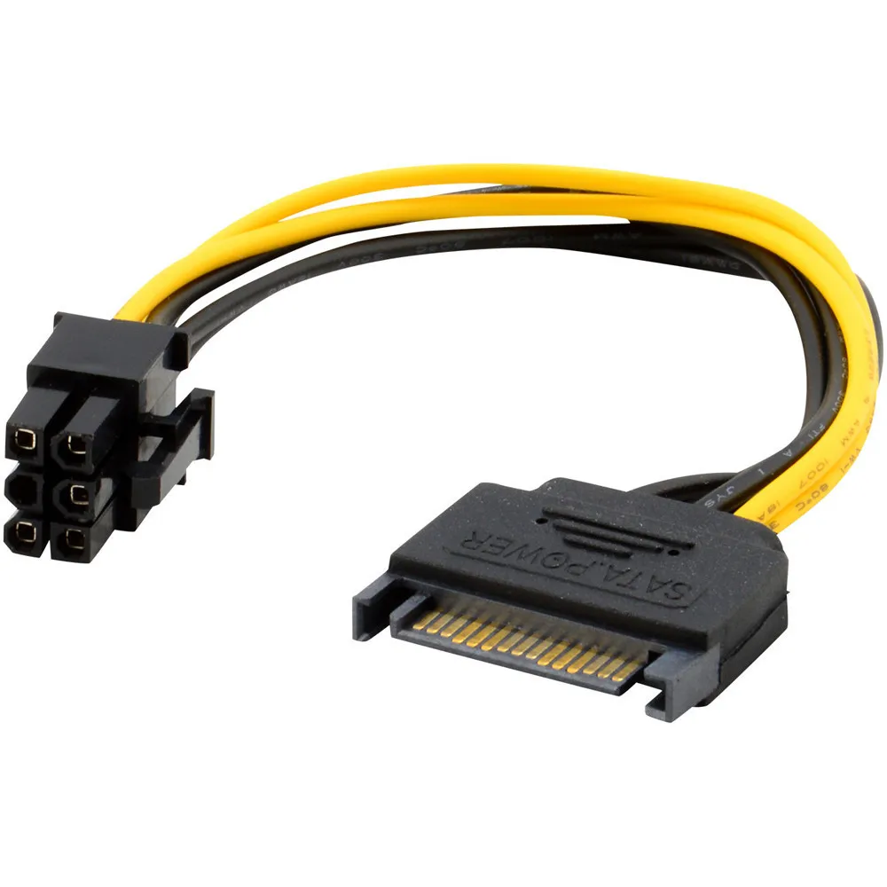 

15pin Sata Power To 6pin Pcie Pci-e Pci Express Adapter Cable For Video Card 8-inches 18 AWG Adapter Cable