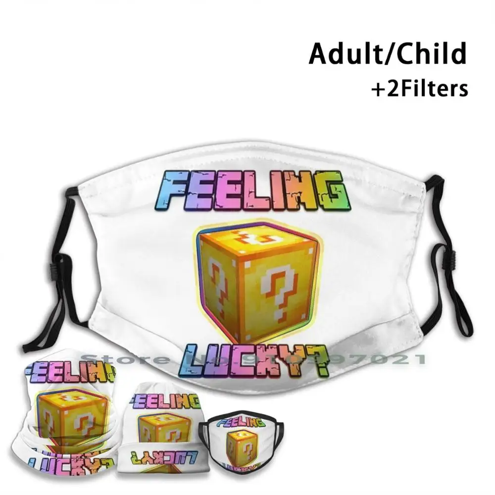 

Feeling Lucky  Lucky Block Sticker Pack ( Rainbow Text ) Non-Disposable Mouth Face Mask Pm2.5 Filters For Child Adult Mania