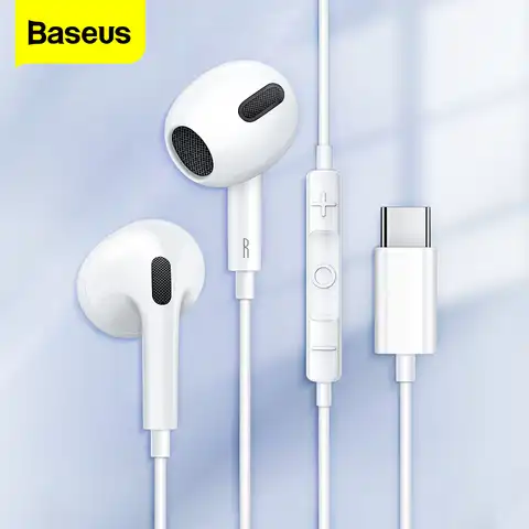 Baseus Проводные Наушники Тип C, наушники-вкладыши, наушники с микрофоном, Аудио гарнитура для Xiaomi POCO X3 Pro Samsung S21 S20 Huawei