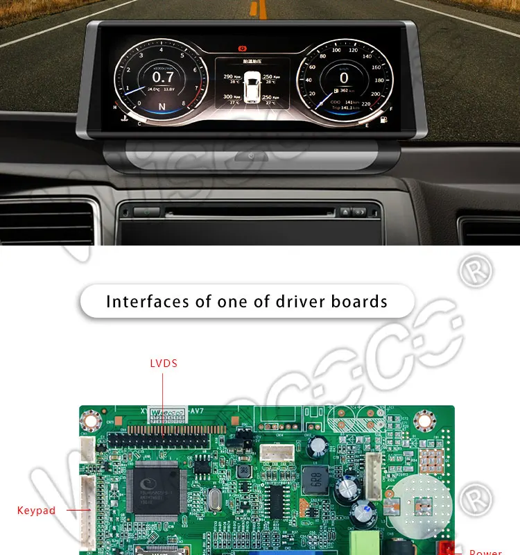 Wisecoco 12,3 дюймовый ips дисплей 1920*720 ЖК-дисплей с HDMI VGA плата контроллера
