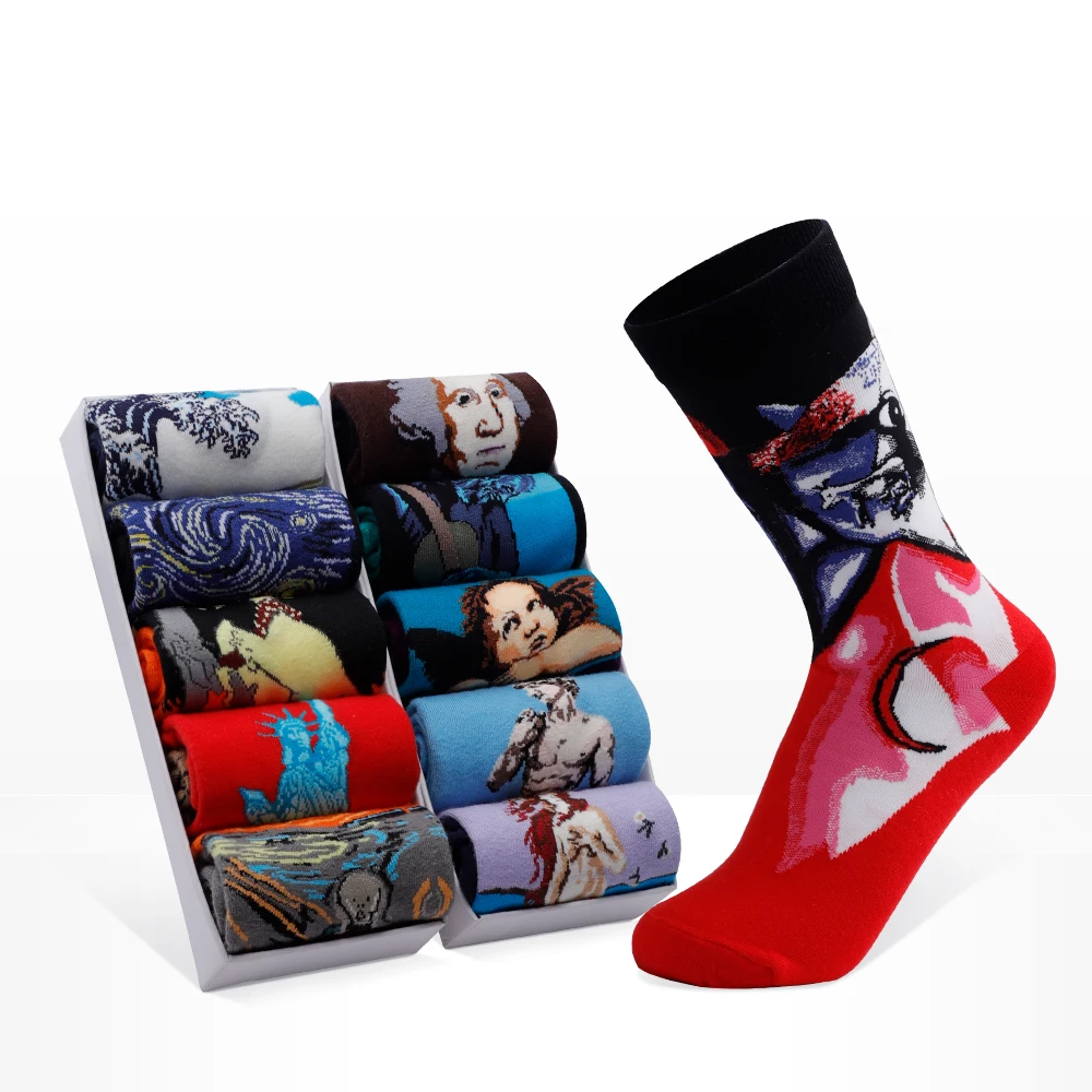 

Socks Men Woman Funny Middle Tube Personality Art Van Gogh Mural World Famous Painting Female Crew Sock Oil Cotton Socks