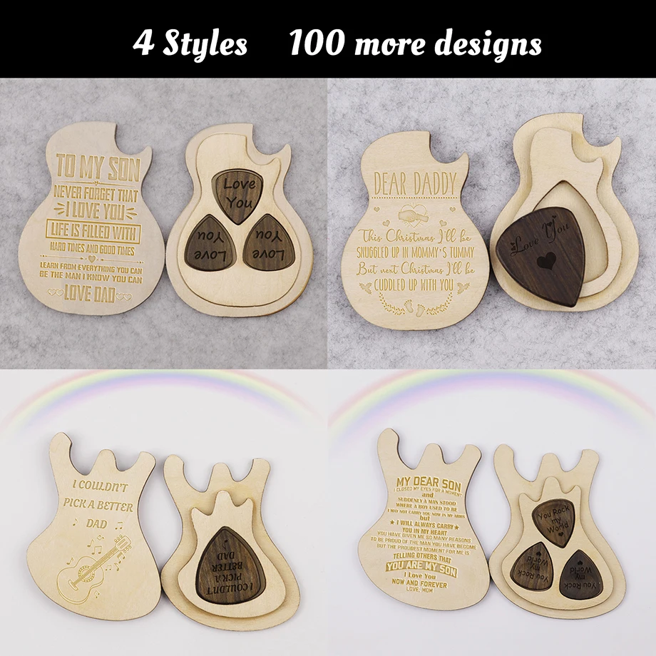 Гитарная коробка с заказной деревянной гравировкой держатель медиатора