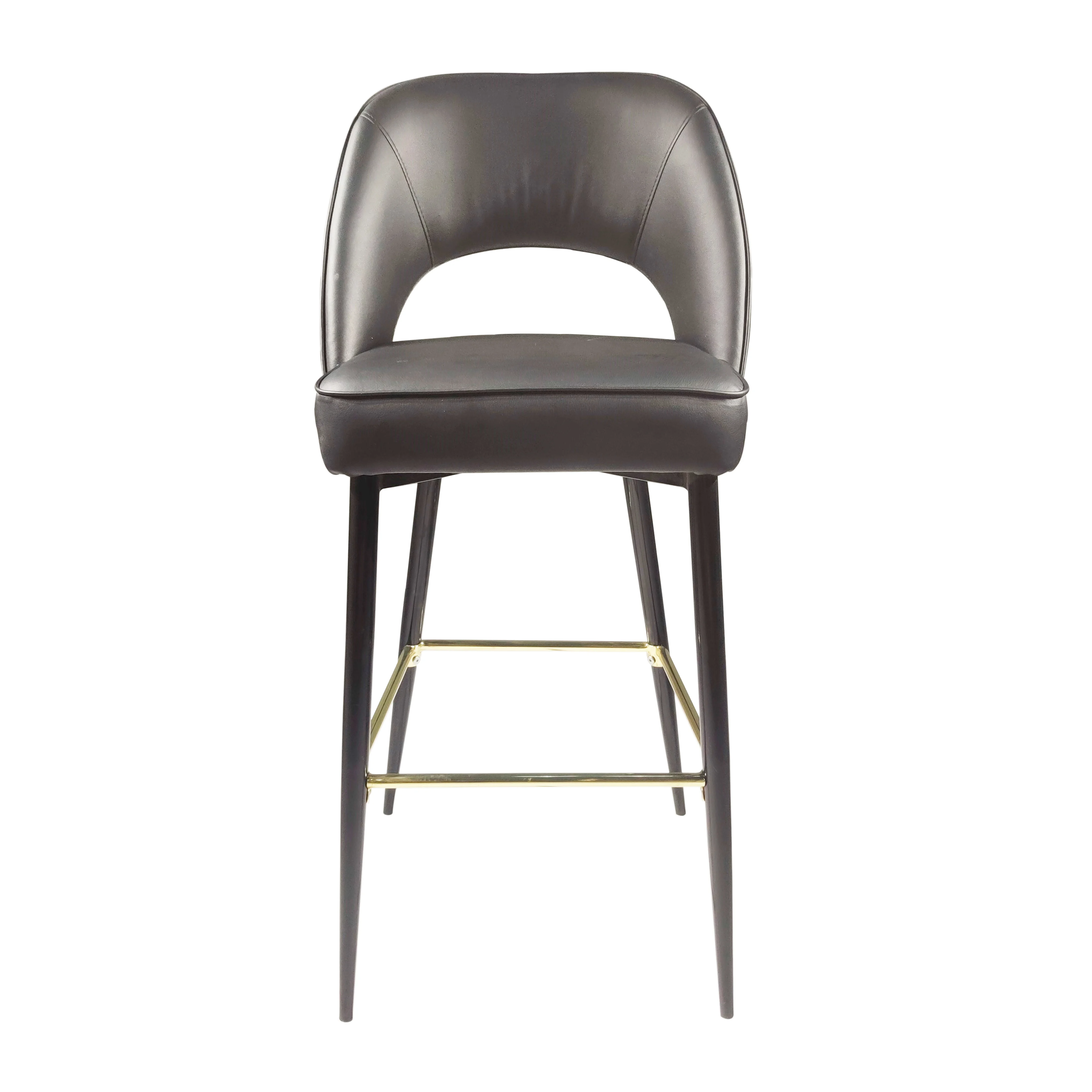 

Modern factory custom PU leather bar stool taburete de bar de cuero metal bar high chair hotel hotel