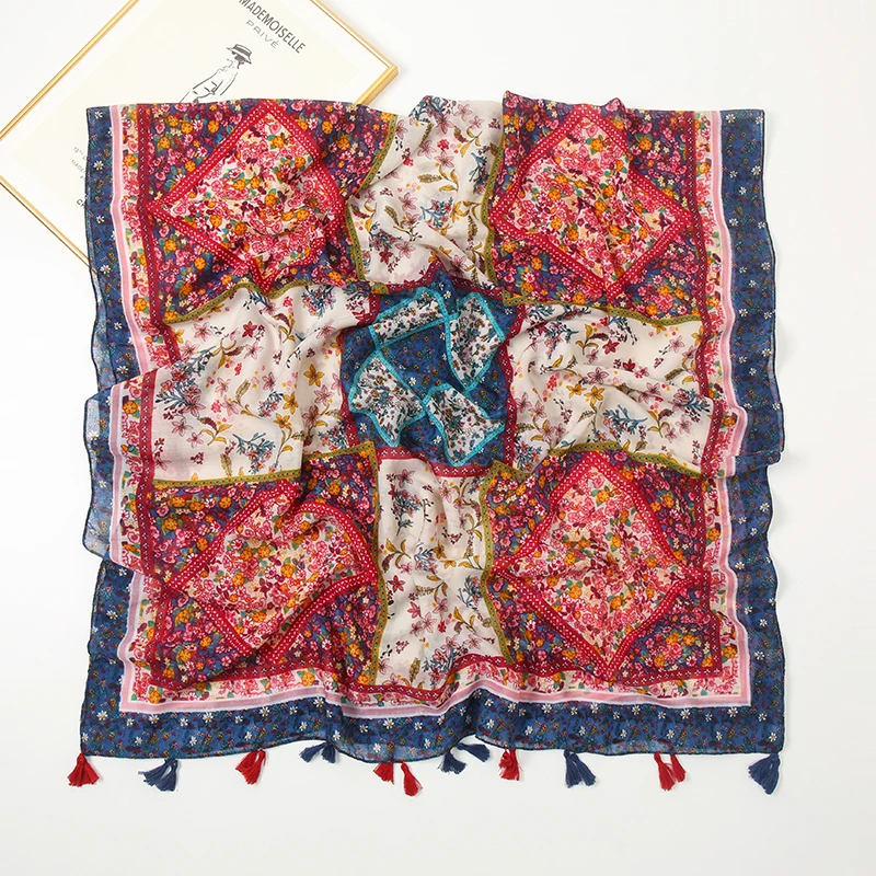 LAVEN женский цветочный шарф с бахромой Женский мягкий богемный принтом этническая