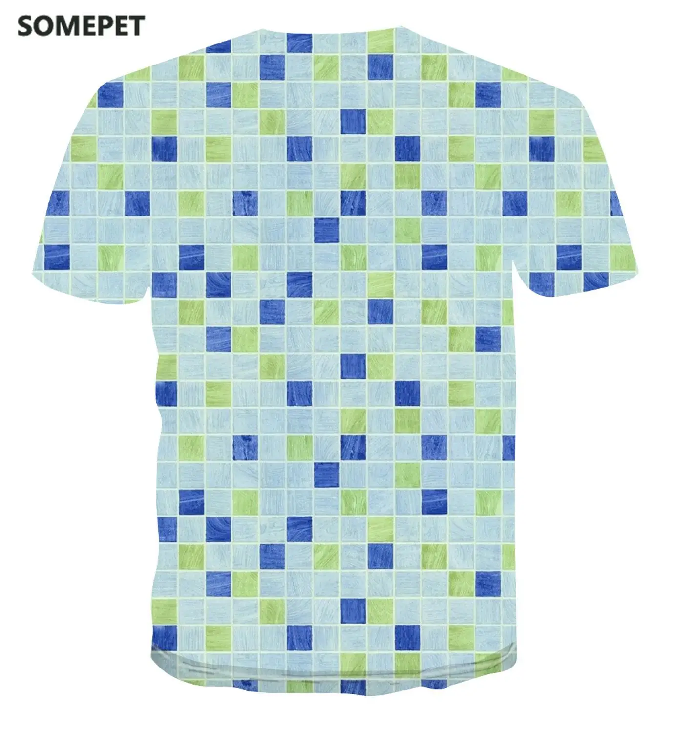 

Summer New Fashion Short-Sleeved T-Shirt Breathable Men'S Round Neck T-Shirt Geometric Square Simple Colorful Shirt